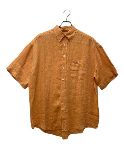 ERMENEGILDO ZEGNA（エルメネジルド・ゼニア）ERMENEGILDO ZEGNA (エルメネジルド・ゼニア) リネン半袖BDシャツ オレンジ サイズ:Mの古着・服飾アイテム