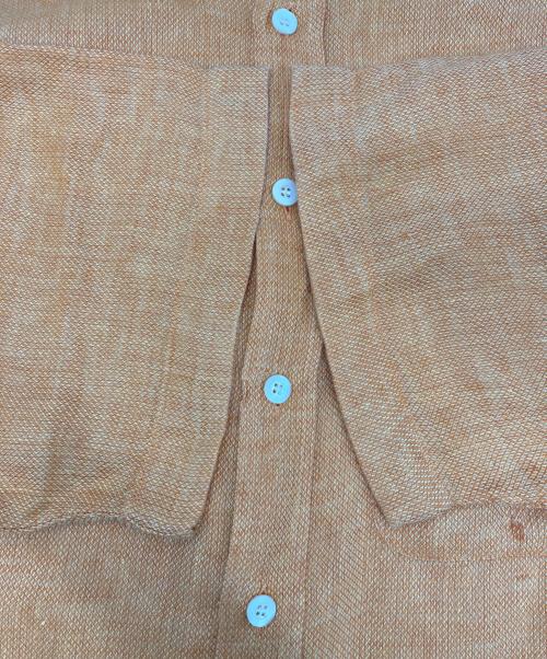 ERMENEGILDO ZEGNA（エルメネジルド・ゼニア）ERMENEGILDO ZEGNA (エルメネジルド・ゼニア) リネン半袖BDシャツ オレンジ サイズ:Mの古着・服飾アイテム