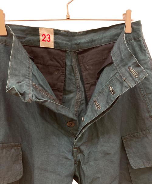 OUTIL（ウティ）OUTIL (ウティ) L'ECHOPPE (レショップ) 別注ブラックインディゴリネンM47カーゴパンツ グリーン サイズ:23 未使用品の古着・服飾アイテム