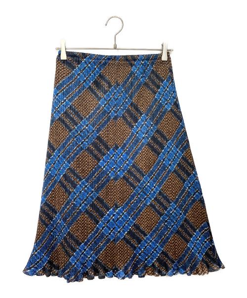 PLEATS PLEASE（プリーツプリーズ）PLEATS PLEASE (プリーツプリーズ) 総柄プリーツスカート ネイビー サイズ:4の古着・服飾アイテム