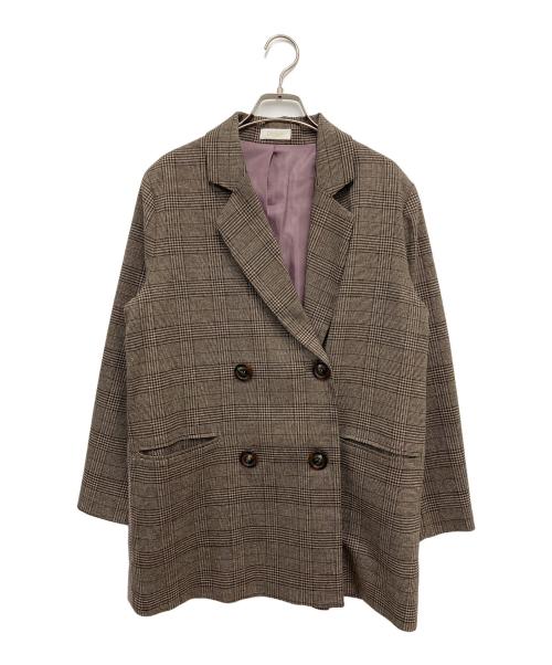 darich（ダーリッチ）darich (ダーリッチ) チェックドッキングジャケット ブラウン サイズ:FREEの古着・服飾アイテム