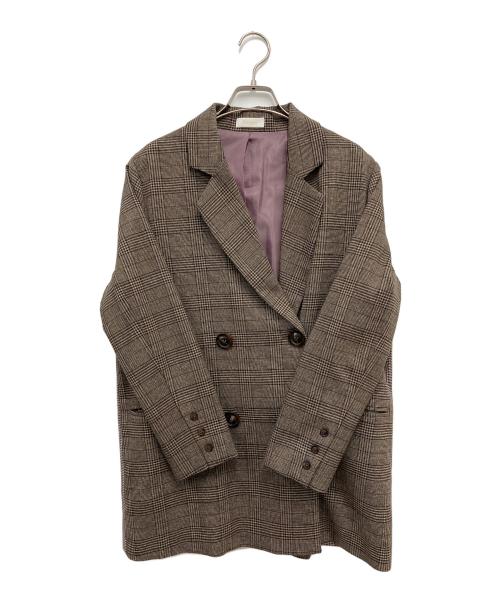 darich（ダーリッチ）darich (ダーリッチ) チェックドッキングジャケット ブラウン サイズ:FREEの古着・服飾アイテム