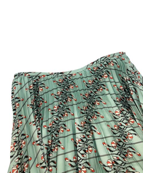 ANAYI（アナイ）ANAYI (アナイ) サテンフラワープリントプリーツスカート ミントグリーン サイズ:40の古着・服飾アイテム