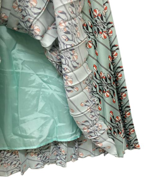 ANAYI（アナイ）ANAYI (アナイ) サテンフラワープリントプリーツスカート ミントグリーン サイズ:40の古着・服飾アイテム