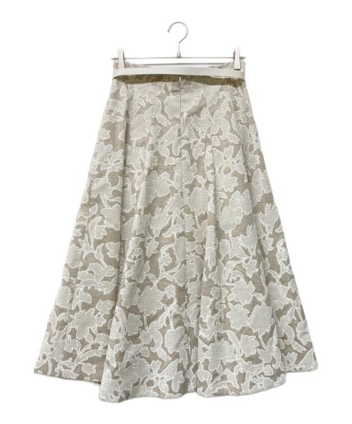 ANAYI（アナイ）ANAYI (アナイ) リネンライクフラワープリントフレア スカート ベージュ サイズ:38の古着・服飾アイテム