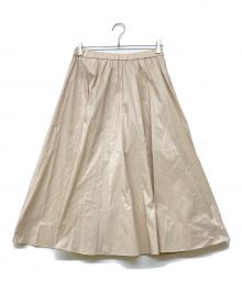 ANAYI（アナイ）の古着「シャイニータフタギャザーフレア スカート」｜ベージュ