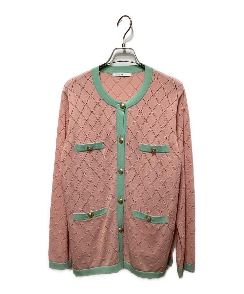 ANAYI（アナイ）ANAYI (アナイ) プレイドパターンバイカラー カーディガン ピンク サイズ:38の古着・服飾アイテム