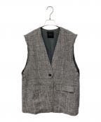 Spick and Spanスピック＆スパン）の古着「リネンスリーブレスオーバージャケット」｜ブラック