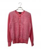 DRAWERドゥロワー）の古着「18Gフリルクルーネックカ-ディガン 6515-106-0466」｜ピンク