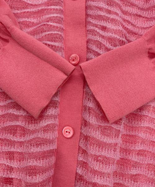 DRAWER（ドゥロワー）DRAWER (ドゥロワー) 18Gフリルクルーネックカ-ディガン 6515-106-0466 ピンク サイズ:1の古着・服飾アイテム