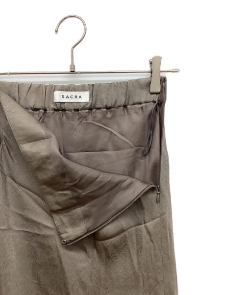 SACRA（サクラ）SACRA (サクラ) ACETATE VINTAGE TWILL SKIRT　ツイルスカート カーキ サイズ:36の古着・服飾アイテム