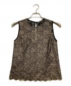 Saint Laurent Parisサンローランパリ）の古着「レースノースリーブブラウス」｜ブラック
