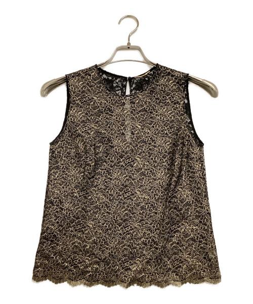 Saint Laurent Paris（サンローランパリ）Saint Laurent Paris (サンローランパリ) レースノースリーブブラウス ブラック サイズ:36の古着・服飾アイテム
