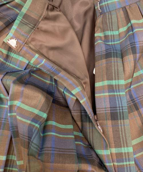 AURALEE（オーラリー）AURALEE (オーラリー) SUPER LIGHT WOOL CHECK PLEATED SKIRT ブラウン サイズ:SIZE 1の古着・服飾アイテム