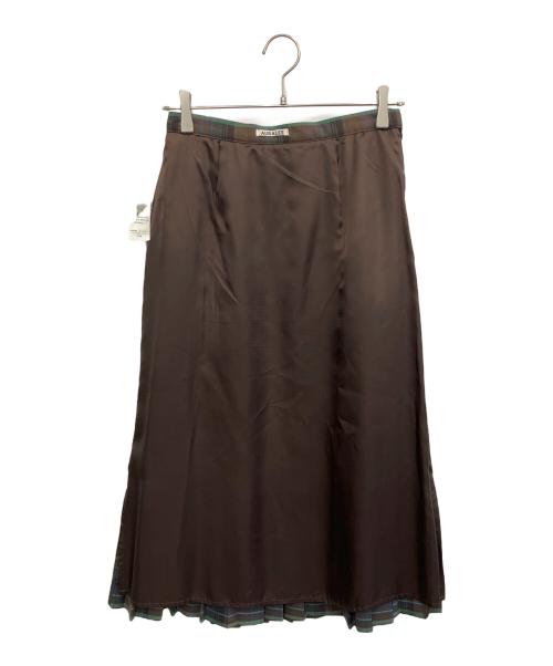 AURALEE（オーラリー）AURALEE (オーラリー) SUPER LIGHT WOOL CHECK PLEATED SKIRT ブラウン サイズ:SIZE 1の古着・服飾アイテム