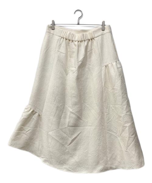 M Maglie le cassetto（エム マーリエ ル カセット）M Maglie le cassetto (エム マーリエ ル カセット) フラワージャガードアシメスカート アイボリー サイズ:17 未使用品の古着・服飾アイテム