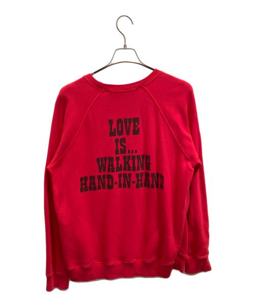 MARC JACOBS（マークジェイコブズ）MARC JACOBS (マークジェイコブス) PEANUTS (ピーナッツ) ダメージ加工ラグランスウェット レッド サイズ:Ｓの古着・服飾アイテム