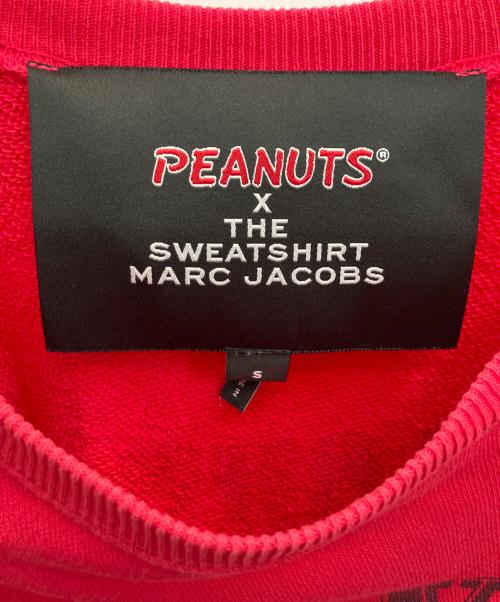 MARC JACOBS（マークジェイコブズ）MARC JACOBS (マークジェイコブス) PEANUTS (ピーナッツ) ダメージ加工ラグランスウェット レッド サイズ:Ｓの古着・服飾アイテム