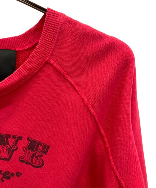 MARC JACOBS（マークジェイコブズ）MARC JACOBS (マークジェイコブス) PEANUTS (ピーナッツ) ダメージ加工ラグランスウェット レッド サイズ:Ｓの古着・服飾アイテム