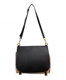 BURBERRY（バーバリー）の古着「ブライドルメッセンジャーバッグ」｜ブラック×ベージュ