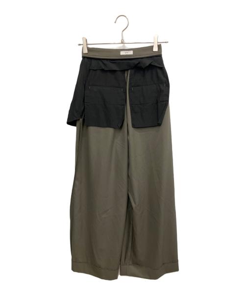 ATON（エイトン）ATON (エイトン) COMPACT WOOLツータックワイドパンツ カーキ サイズ:SIZE 00の古着・服飾アイテム