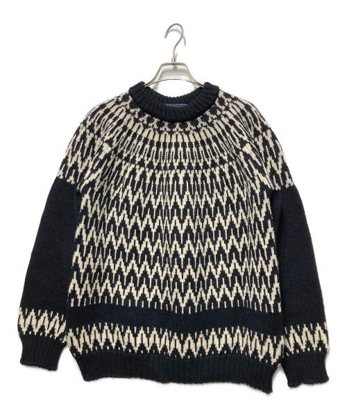 GUERNSEY WOOLLENS（ガンジーウーレンズ）GUERNSEY WOOLLENS (ガンジーウーレンズ) 別注ノルディックニットプルオーバー ブラック×ホワイト サイズ:Ｌの古着・服飾アイテム