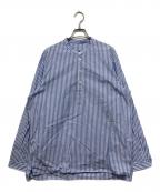 ATONエイトン）の古着「バンドカラーシャツ」｜ブルー