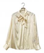 TOMORROW LAND collectionトゥモローランドコレクション）の古着「ウォッシャブルサテン ボウタイギャザーブラウス」｜オフホワイト