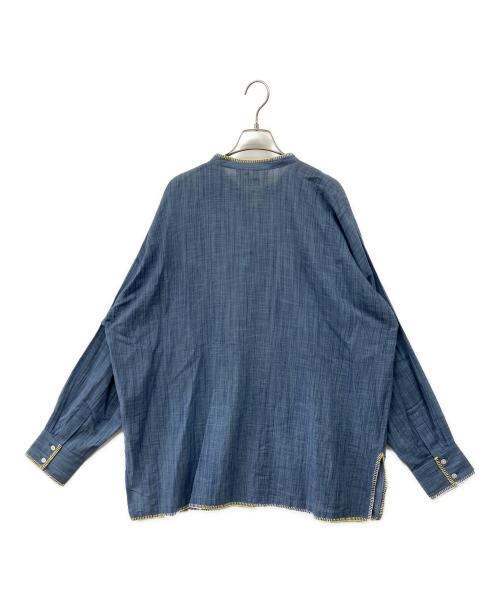 mii au jardin（ミ オー ジャルダン）Mii AU JARDIN (ミ オー ジャルダン) バンドカラーシャツ ブルー サイズ:Mの古着・服飾アイテム