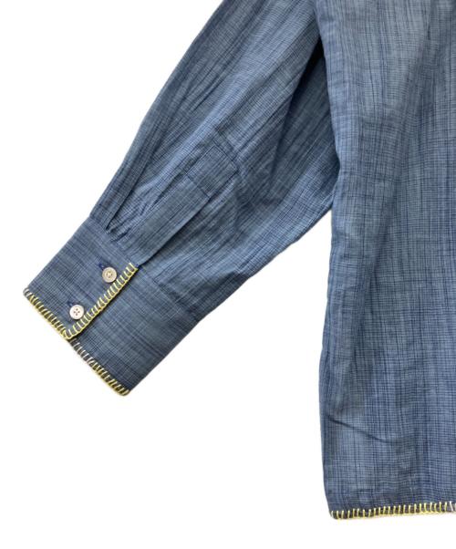 mii au jardin（ミ オー ジャルダン）Mii AU JARDIN (ミ オー ジャルダン) バンドカラーシャツ ブルー サイズ:Mの古着・服飾アイテム