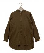 UNTITLEDアンタイトル）の古着「ツイルバンドカラーシャツ」｜ブラウン