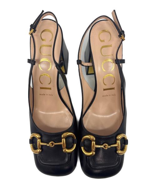 GUCCI（グッチ）GUCCI (グッチ) ホースビットスクエアトゥサンダル ブラック サイズ:38.5の古着・服飾アイテム