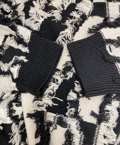 MAISON SPECIAL（メゾンスペシャル）MAISON SPECIAL (メゾンスペシャル) ネオグランジプライムオーバーフリンジジャガードクルーネックニットプルオーバー 11222361302 ホワイト×ブラック サイズ:01の古着・服飾アイテム