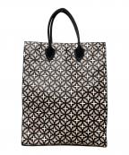 DRESSTERIORドレステリア）の古着「オーバーラップサークル リサイクルレザー スクエアトート 086-01216」｜ブラック×ベージュ