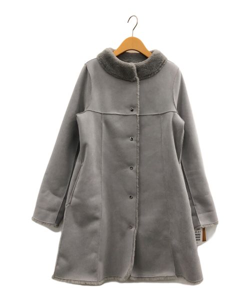 Leilian（レリアン）LEILIAN (レリアン) ムートン調ミドルコート グレー サイズ:7の古着・服飾アイテム