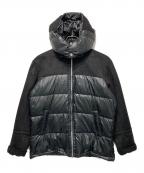 santa feサンタフェ）の古着「フェイクムートン切り替えダウンブルゾン」｜ブラック