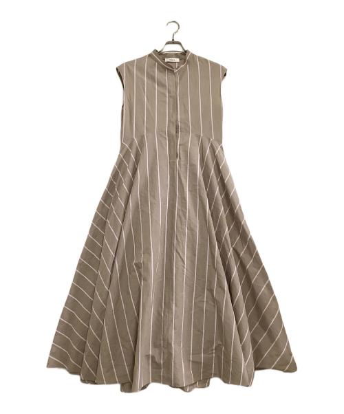 ebure（エブール）ebure (エブール) ストライプノースリーブワンピース ベージュ サイズ:38の古着・服飾アイテム