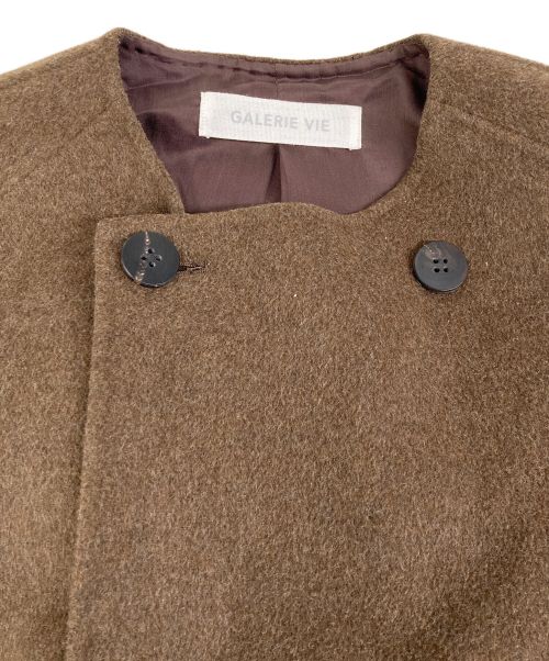 GALERIE VIE（ギャルリーヴィー）GALERIE VIE (ギャルリーヴィー) . ウールダブルフェイス ダブルブレストノーカラーコート ブラウン サイズ:36の古着・服飾アイテム