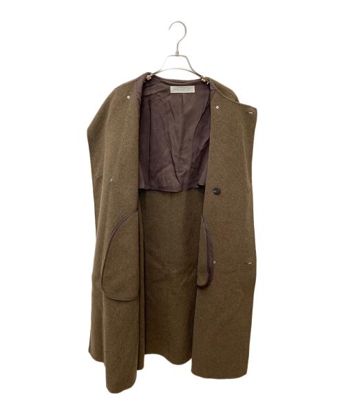GALERIE VIE（ギャルリーヴィー）GALERIE VIE (ギャルリーヴィー) . ウールダブルフェイス ダブルブレストノーカラーコート ブラウン サイズ:36の古着・服飾アイテム