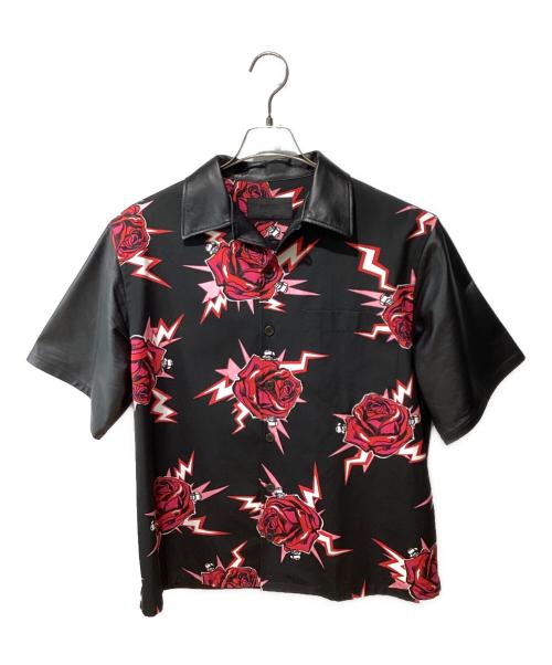 PRADA（プラダ）PRADA (プラダ) レザー切替シャツ ブラック サイズ:Mの古着・服飾アイテム