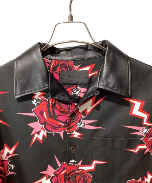 PRADA（プラダ）PRADA (プラダ) レザー切替シャツ ブラック サイズ:Mの古着・服飾アイテム
