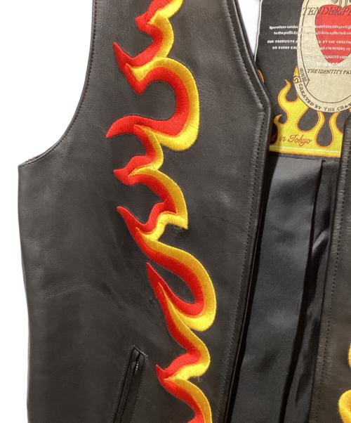 TENDER PERSON（テンダ―パーソン）TENDER PERSON (テンダ―パーソン) LEATHER VEST ブラック サイズ:00の古着・服飾アイテム
