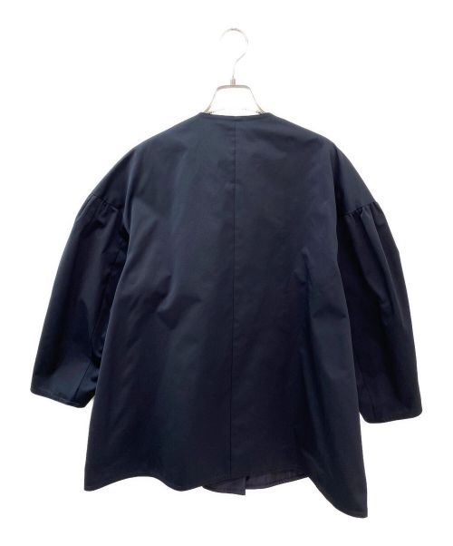 DRAWER（ドゥロワー）DRAWER (ドゥロワー) グログランノーカラーコート ネイビー サイズ:36の古着・服飾アイテム