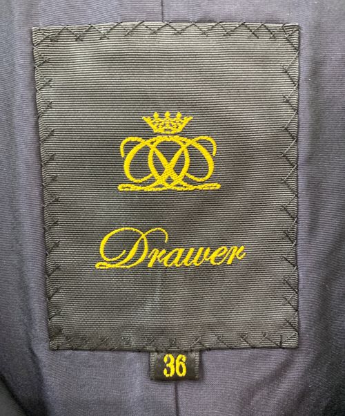 DRAWER（ドゥロワー）DRAWER (ドゥロワー) グログランノーカラーコート ネイビー サイズ:36の古着・服飾アイテム