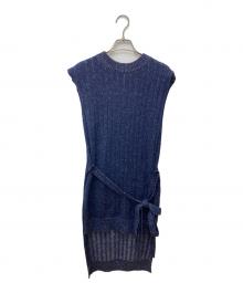 LIMI feu（リミフゥ）の古着「Mo/W/Ny Plaiting Knit Stole Vest LX-L03-184」｜ネイビー