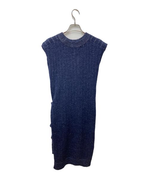 LIMI feu（リミフゥ）LIMI feu (リミフゥ) Mo/W/Ny Plaiting Knit Stole Vest LX-L03-184 ネイビー サイズ:サイズ表記なしの古着・服飾アイテム