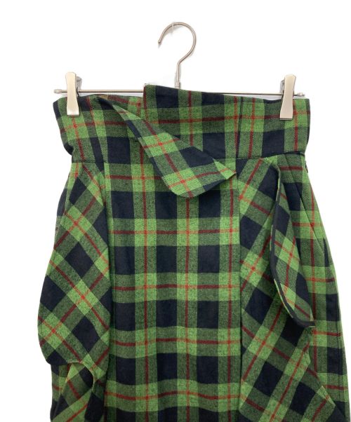 ENFOLD（エンフォルド）ENFOLD (エンフォルド) フリルマキシウールチェックスカート グリーン サイズ:SIZE36の古着・服飾アイテム