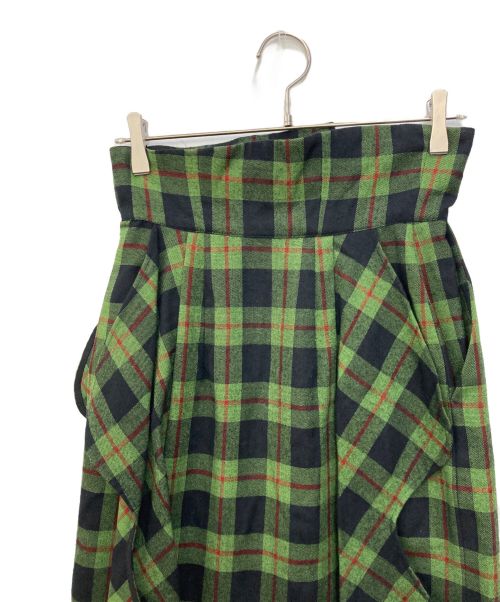 ENFOLD（エンフォルド）ENFOLD (エンフォルド) フリルマキシウールチェックスカート グリーン サイズ:SIZE36の古着・服飾アイテム
