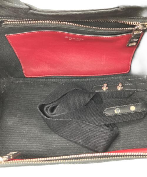 PRADA（プラダ）PRADA (プラダ) 2WAYショルダーバッグ ブラック×ワインレッドの古着・服飾アイテム