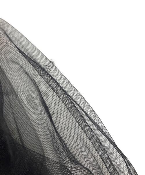 VIVIANO（ヴィヴィアーノ）VIVIANO (ヴィヴィアーノ) Gathered Neck Tulle Top ブラック×ブルー サイズ:Mの古着・服飾アイテム